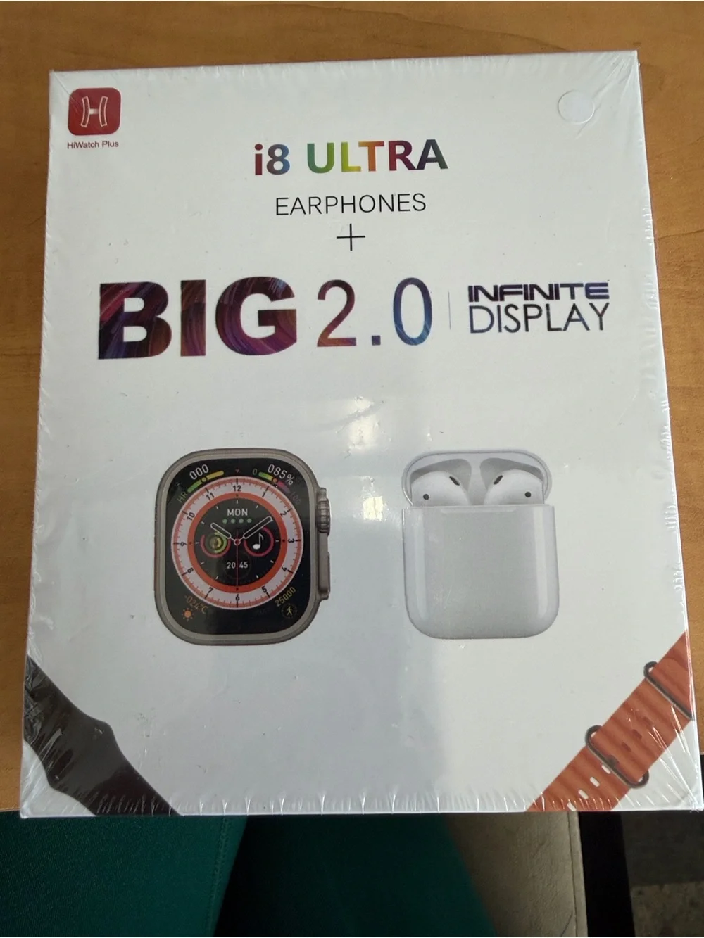 i8 Ultra Earphones & Smartwatch Bundle in White by
